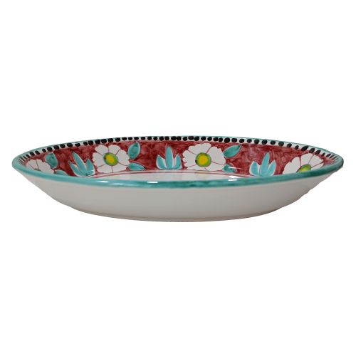 Oval scalloped serving plate. Flowers line, Positano model. Vietri ceramic. Hand-painted.
