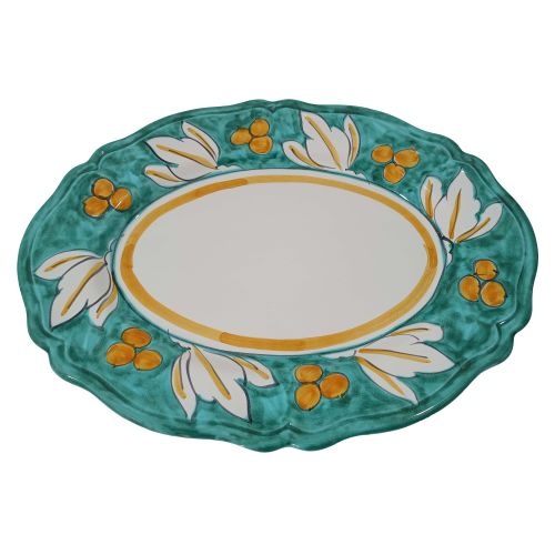 Oval scalloped serving plate. Flowers line, Positano...