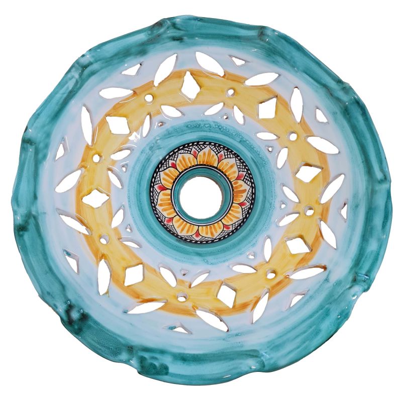 Lustre ajouré à bords ondulés. Céramique Vietri...