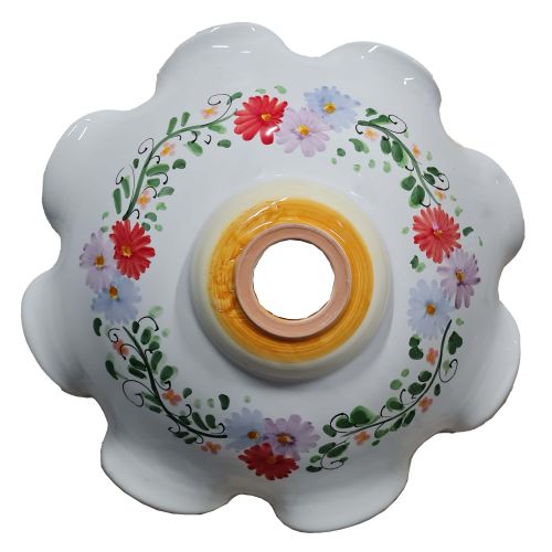 Lustre à bord ondulé avec fleurs, en céramique Vietri peinte à la main.