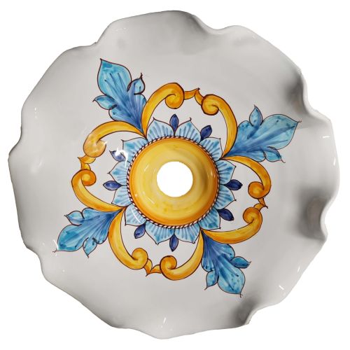 Kronleuchter mit gewelltem Rand, Barock. Handbemalte Vietri-Keramik.