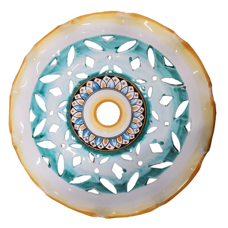 Lustre ajouré à bords ondulés. Céramique Vietri...