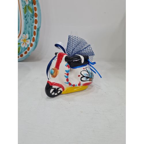 Bomboniera vespa cycle. handpainted Vietri ceramic
