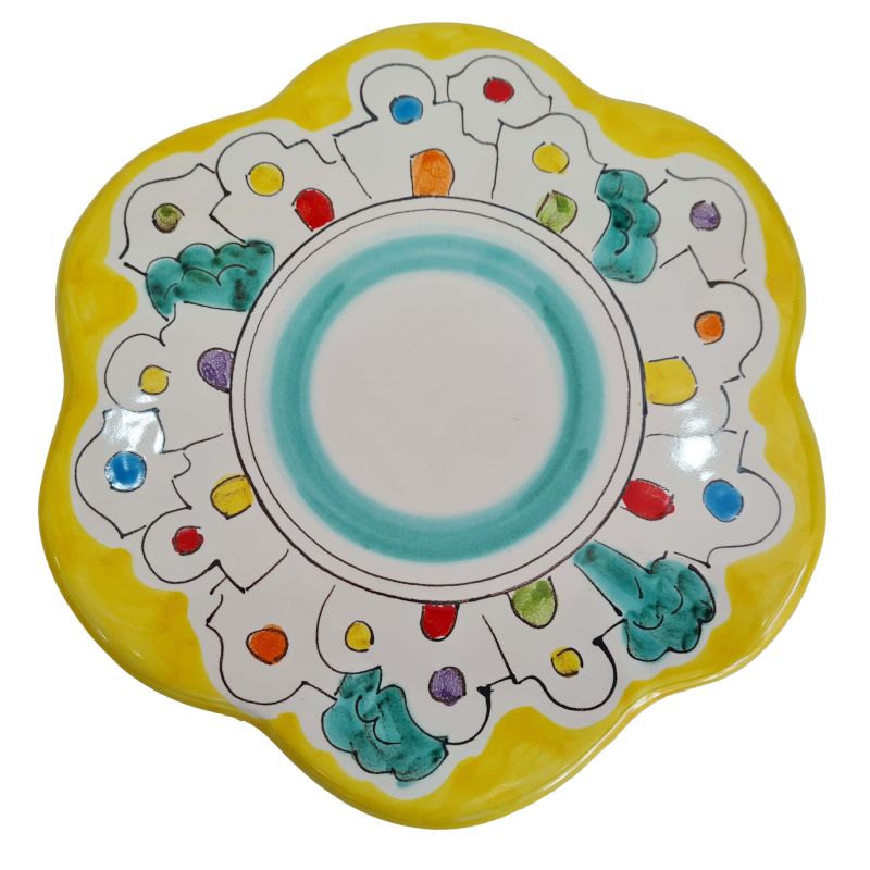 Pan rest Houses Line. Handmade Vietri ceramic.