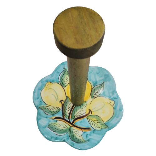 Portrollos de banco con varilla de madera de línea limones. Cerámica Vietri.