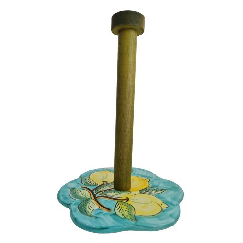 Thekenrollenhalter mit Holzstange Lemon Line. Vietri-Keramik.