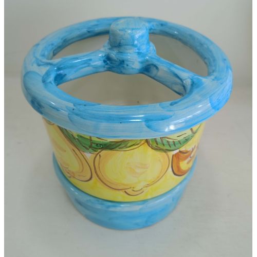 Cutlery Drainer. Lemons Collection. Hand-Painted Vietri Ceramics.