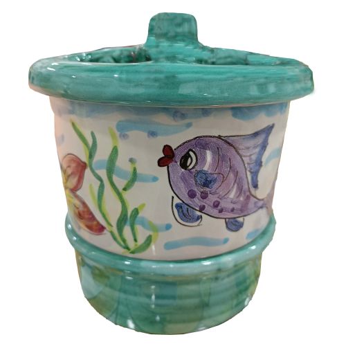 Escurre Cubiertos. Colección Marina. Cerámica de Vietri Pintada a Mano.