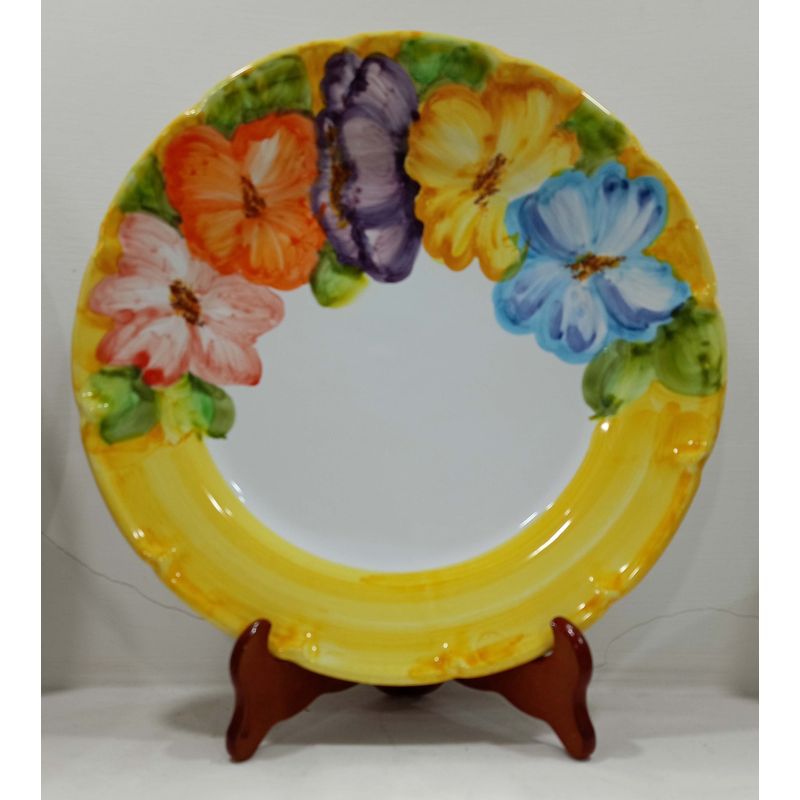Teller. Linie Halber-Blumenrand. Handbemalte...
