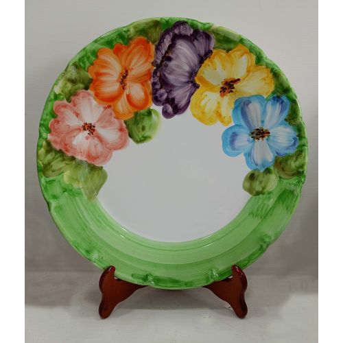 Assiette. Ligne Fleurs à Demi-bord. Céramique de Vietri peinte à la main