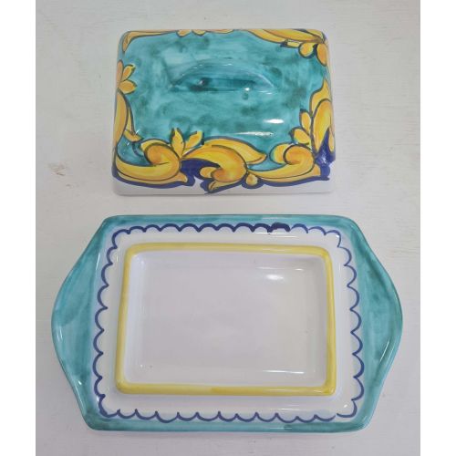 Vassoio Burro/Formaggi Linea Barocco. Ceramica di Vietri dipinta a mano.