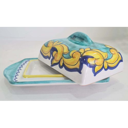 Vassoio Burro/Formaggi Linea Barocco. Ceramica di Vietri dipinta a mano.