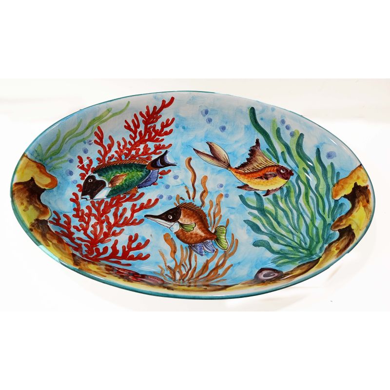 Plat ovale en forme de coupe. Collection Mer....